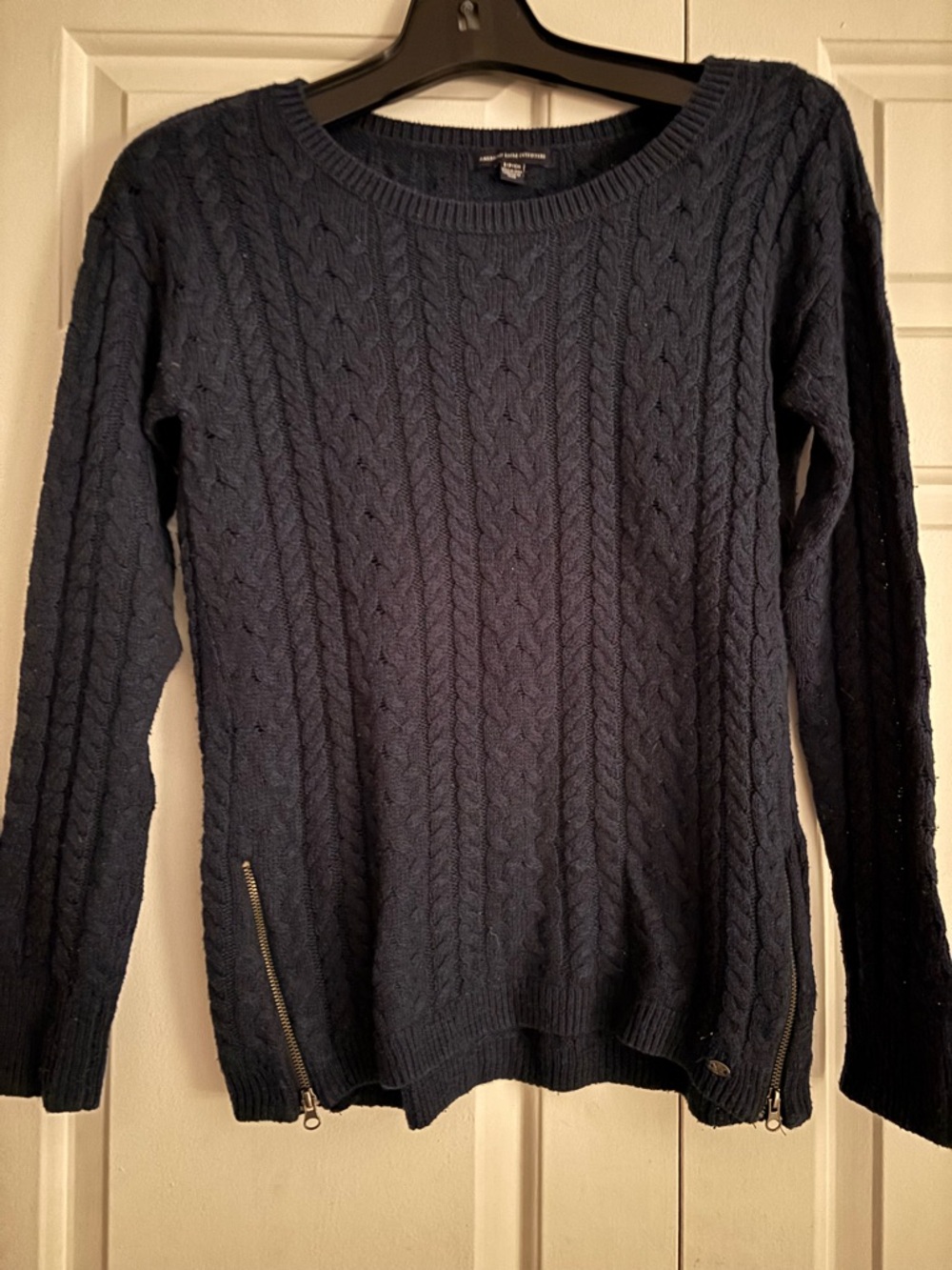 American Eagle Outfitters Navy Cable Knit Sweater with Side Zippers.womens small